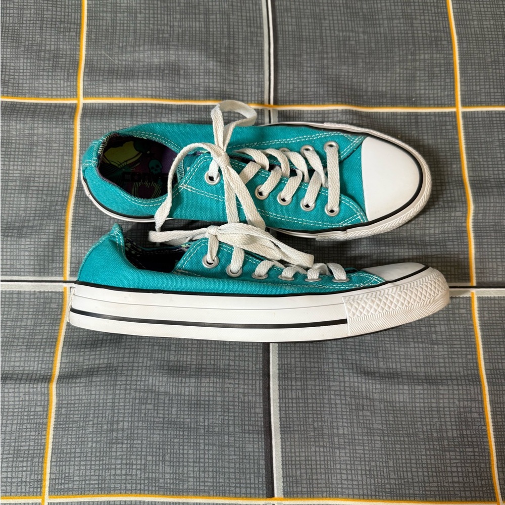 👠Converse All ⭐️ Star Turquoise Canvas Sneakers Like New Size 7 - Picture 5 of 8